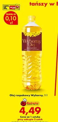Olej rzepakowy Wyborny promocja w Biedronka