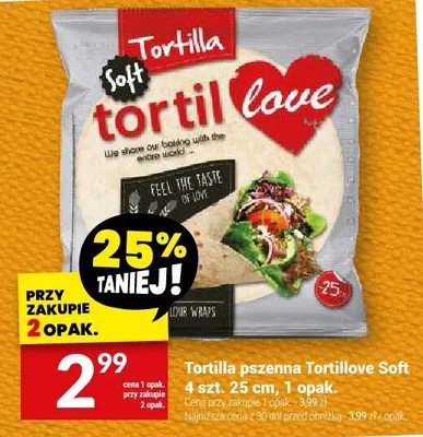 Tortilla pszenna Tortillove Soft 4szt. 25cm promocja w Twój Market