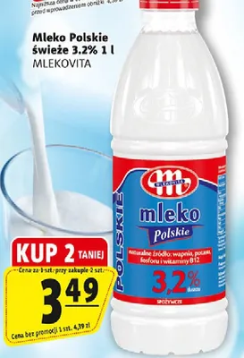 Mleko polskie świeże 3,2% 1l promocja w Prim Market