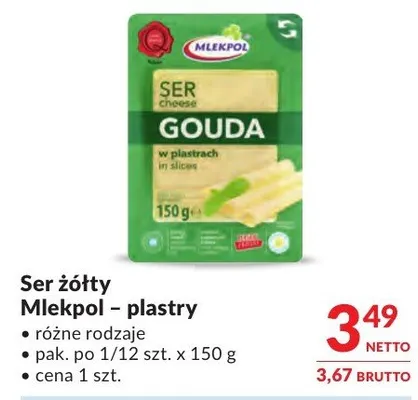 Ser żółty Mlekpol – plastry różne rodzaje promocja w Makro