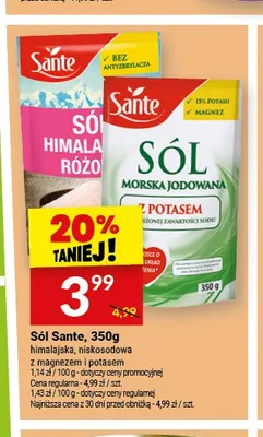 Sól himalajska różowa Sante promocja w Twój Market