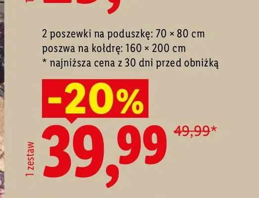Pościel z bawełną renforcé 160x200 cm Livarno promocja w Lidl