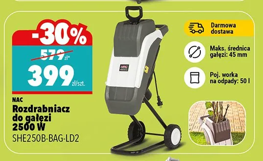 Rozdrabniacz do gałęzi 2500 W SHE250B-6AG-LD2 Nac promocja w Biedronka Home
