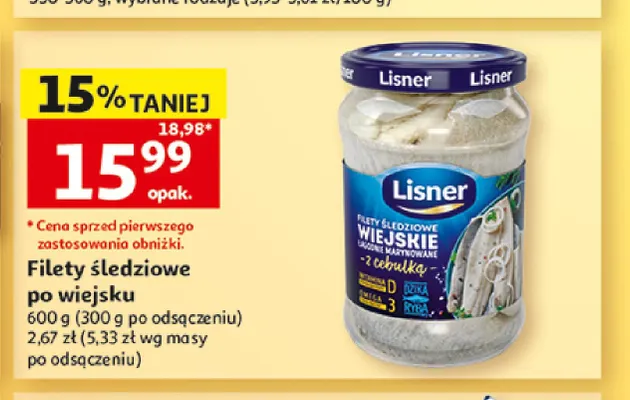 Filety śledziowe po wiejsku Lisner promocja w Auchan