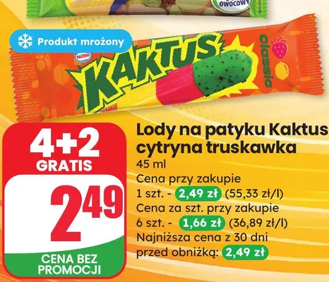 Lody na patyku Nestlé Kaktus cytryna truskawka promocja w Dino