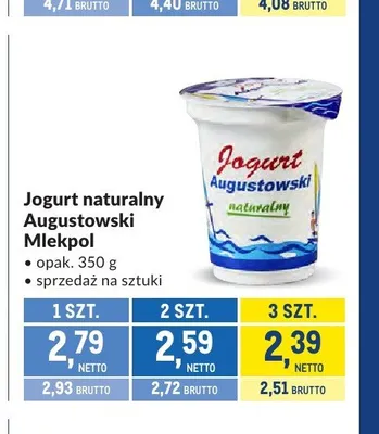 Jogurt naturalny Augustowski Mlekpol promocja w Makro