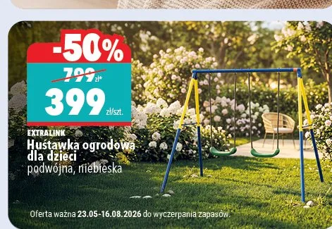 Huśtawka ogrodowa dla dzieci EXTRALINK podwójna niebieska promocja w Biedronka Home
