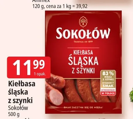 Kiełbasa śląska z szynki Sokołów promocja w Leclerc