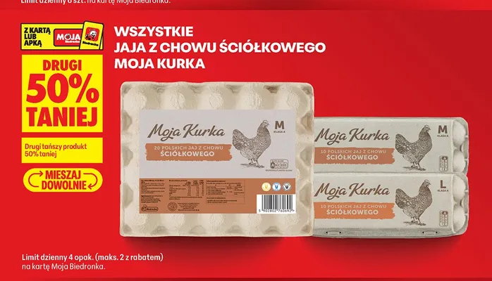 Jaja z chowu ściółkowego Moja Kurka Klasa A L promocja w Biedronka