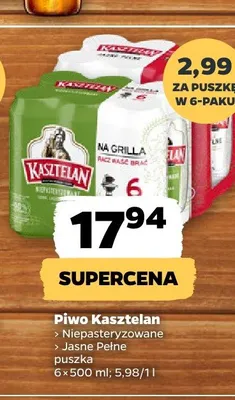 Piwo Kasztelan Jasne Pełne 6-pak 500 ml promocja w Netto