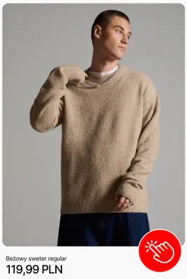 Beżowy sweter regular Cropp promocja w Cropp