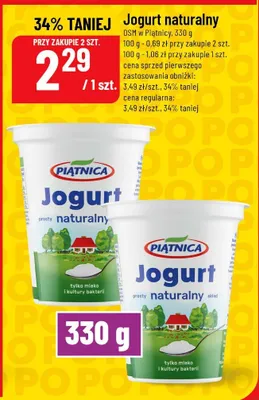 Jogurt naturalny Piątnica promocja w POLOmarket