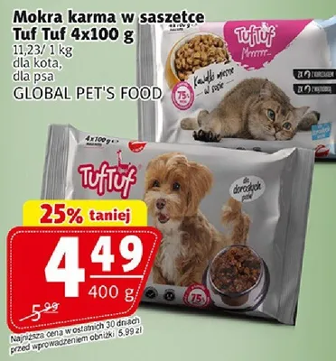 Karma mokra w saszetce Tuf Tuf 4x100g dla psa promocja w Prim Market