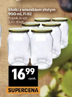 Słoiki z wieczkiem złotym 900 ml FI 82 promocja w Delikatesy Centrum