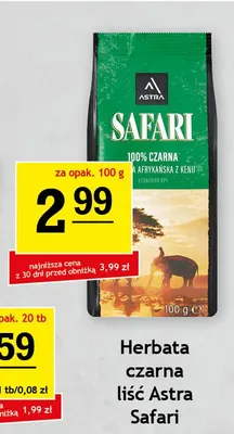Herbata czarna liściasta Astra Safari promocja w Gram Market