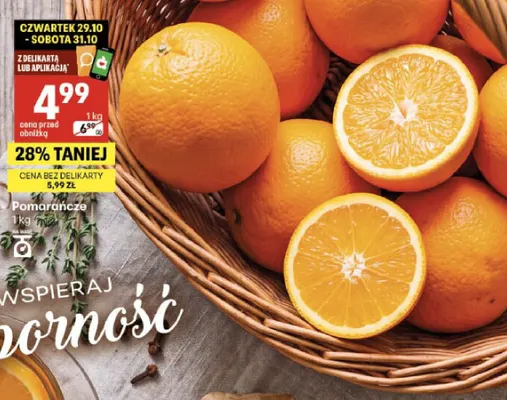 Pomarańcze promocja w Delikatesy Centrum