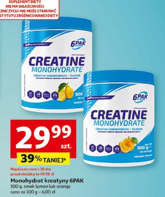 Monohydrat kreatyny 6PAK smak lemon lub orange promocja w Auchan