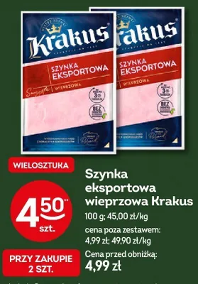 Szynka eksportowa wieprzowa Krakus promocja w Żabka