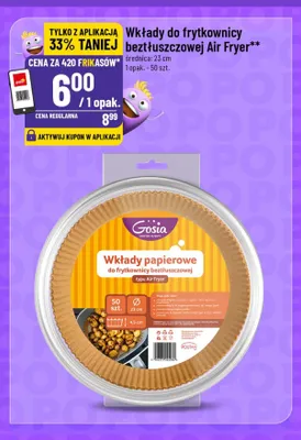 Wkłady papierowe do frytkownicy beztłuszczowej Gosia 23 cm promocja w POLOmarket