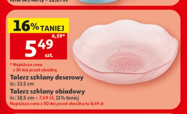 Talerz szklany obiadowy śr. 18,5 cm promocja w Auchan