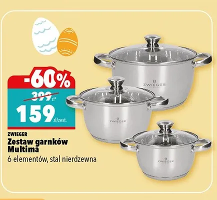 Zestaw garnków Multima 6 elementów, stal nierdzewna promocja w Biedronka