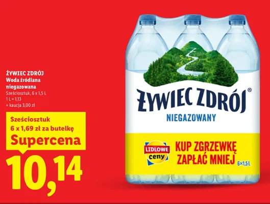 Woda źródlana niegazowana Żywiec Zdrój 6-pak 1,5 l promocja w Lidl