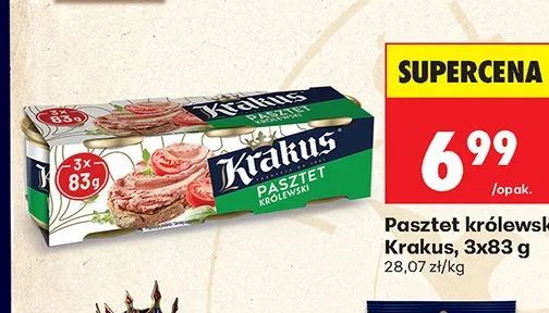 Pasztet królewski Krakus 3-pak 83g promocja w Biedronka