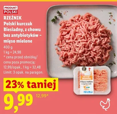 Kurczak polski biesiadny z chowu bez antybiotyków mięso mielone Rzeźnik promocja w Lidl