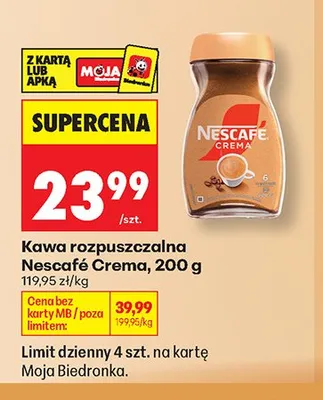 Kawa rozpuszczalna Nescafé Crema promocja w Biedronka