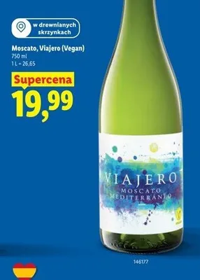 Wino białe Viajero Moscato promocja w Lidl