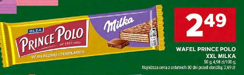 Wafel Prince Polo XXL Milka promocja w Stokrotka