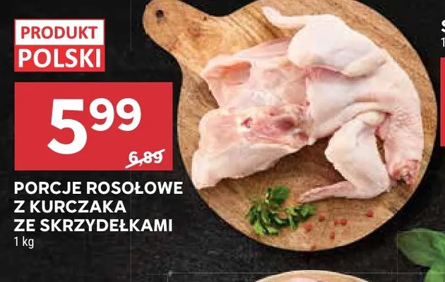 Porcje rosołowe z kurczaka ze skrzydełkami promocja w Stokrotka