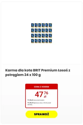 Karma dla kota BRIT Premium Łosoś z pstrągiem 24-pak 100 g promocja w Media Expert