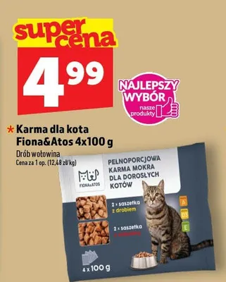 Karma dla kota Fiona&Atos drób wołowina 4-pak promocja w TOPAZ