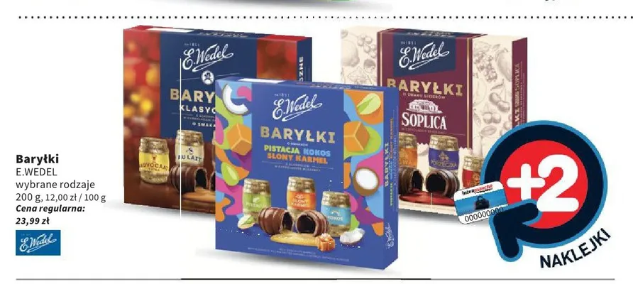 Baryłki pistacja kokos słony karmel E.Wedel promocja w Intermarche