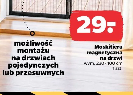 Moskitiera magnetyczna na drzwi wym. 230x100cm promocja w Netto
