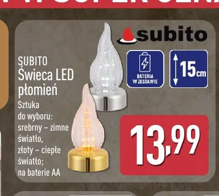 Świeca LED płomień Subito promocja w Aldi