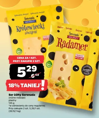 Ser żółty Serenada Królewiecki szwajcar plastry promocja w Netto