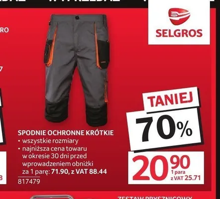 Spodnie ochronne krótkie promocja w Selgros