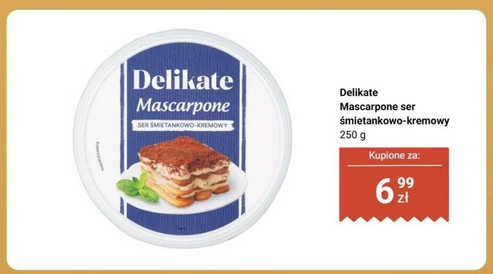 Ser mascarpone Delikate śmietankowo-kremowy promocja w Biedronka