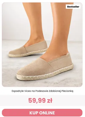 Espadryle Vices na podeszwie zdobionej plecionką promocja w Renee