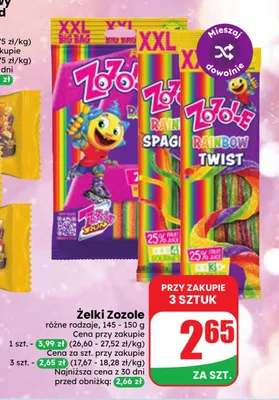 Żelki Zozole Rainbow Twist promocja w Dino
