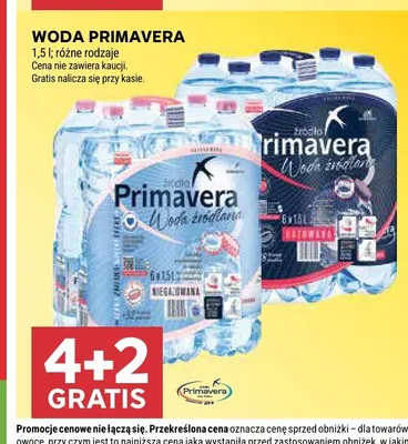 Woda niegazowana Primavera 6-pak promocja w Stokrotka