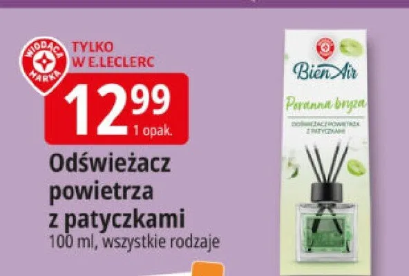 Odświeżacz powietrza z patyczkami Poranna bryza promocja w Leclerc