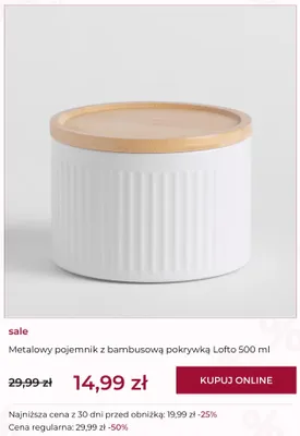 Metalowy pojemnik z bambusową pokrywką Lofto 500 ml home&you promocja w home&you