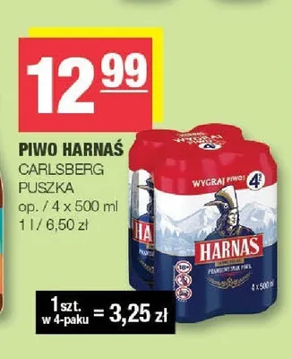 Piwo Harnaś Jasne Pełne 4-pak promocja w SPAR