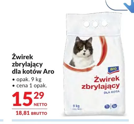Żwirek zbrylający dla kotów Aro promocja w Makro