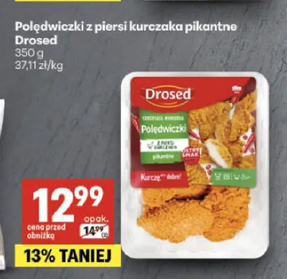 Polędwiczki z piersi kurczaka pikantne Drosed promocja w Delikatesy Centrum
