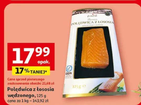 Polędwica z łososia wędzonego promocja w Auchan