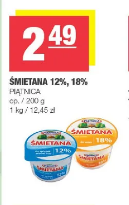Śmietana Piątnica 18% promocja w SPAR